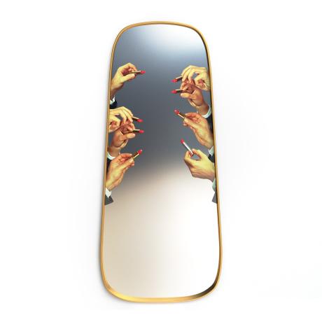 Seletti Toiletpaper Mirror Gold Frame Lipsticks Large